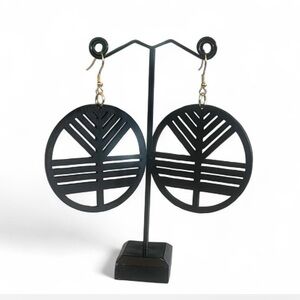 3 for $10 Black Geometric Laser Cut Wood Earrings Lightweight New